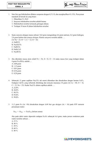 Posttest reguler kimia 4