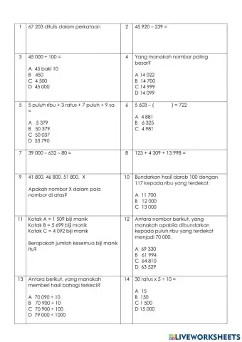 Tahun 4 Nombor dan Operasi