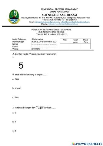 PTS matematika kamis 4-5