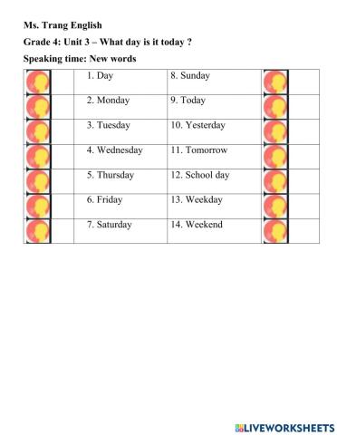 Grade 4 Unit 3 Vocab