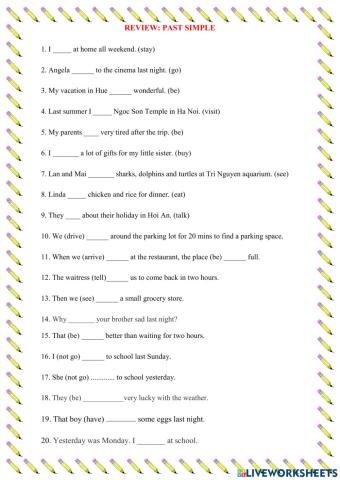 Review past simple Unit 4,5,7