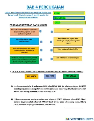 BAB 4 PERCUKAIAN TINGKATAN 5