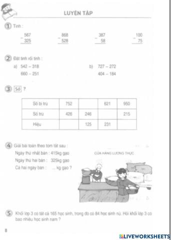 Toán Luyện tập trang 8