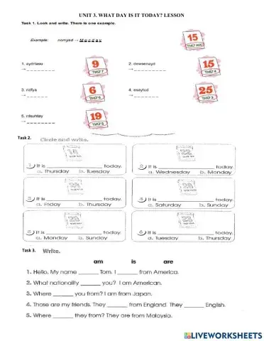 U3.What day is it today?lesson 1