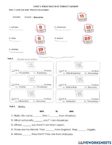 U3.What day is it today?lesson 1