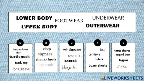 Clothes categories