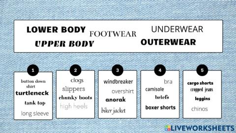 Clothes categories