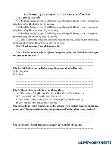 KHTN 6- Bài 7: Vận dụng cuối bàí