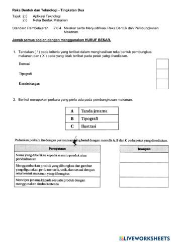 RBT T2 Reka Bentuk Makanan