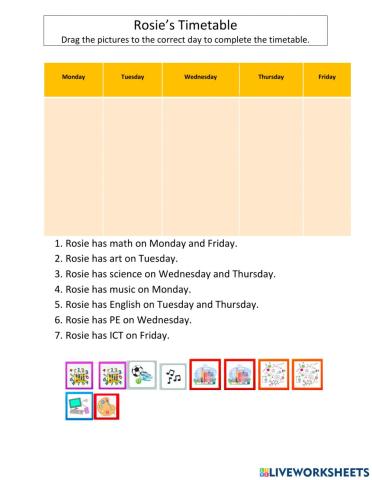 Rosie's Timetable