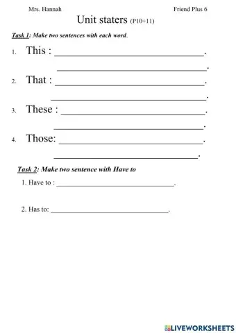 Unit Starter Friend Plus (10+11)