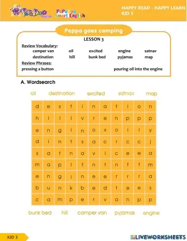 Peppa goes camping lesson 3