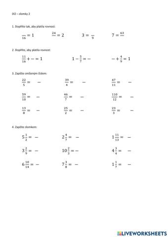 Zlomek a smíšené číslo