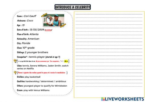 Introduce a celebrity