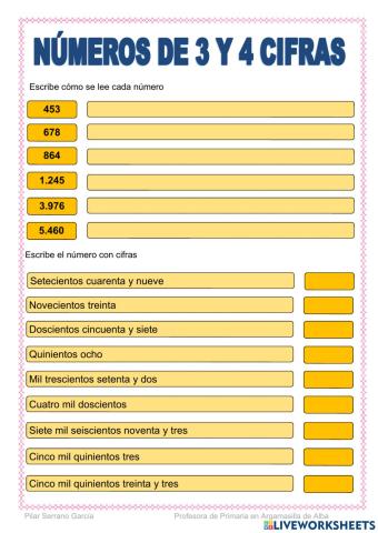 Números de 3 y 4 cifras