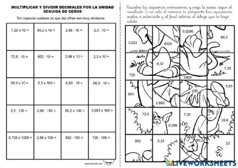 Multiplicaciones y divisiones decimales