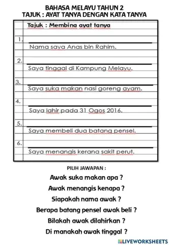 Ayat tanya dengan kata tanya
