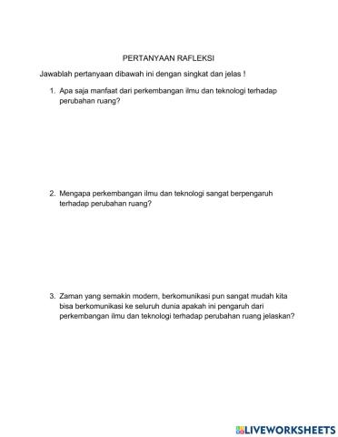 Refleksi tentang  Pengaruh ilmu dan teknologi terhadap perubahan ruang