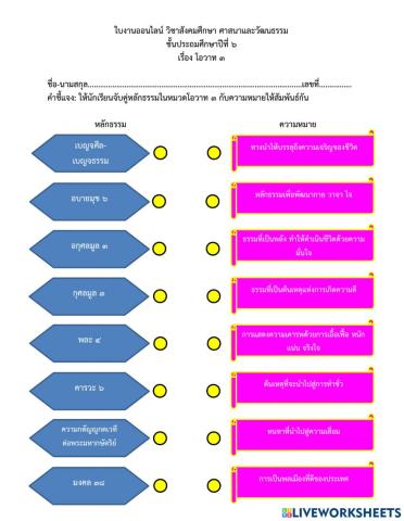 ใบงานโอวาท๓ ป.๖