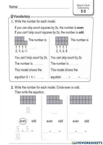 Even and odd numbers