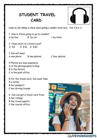 Student Travel Card Listening KET