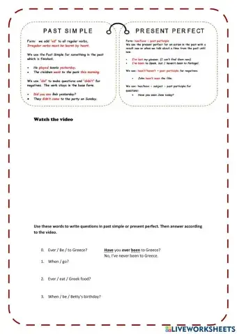 Past Simple vs Present Perfect
