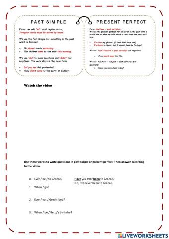 Past Simple vs Present Perfect