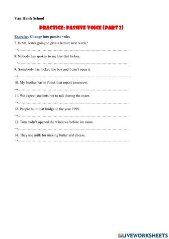 Passive voice-8 sentences (tenses)