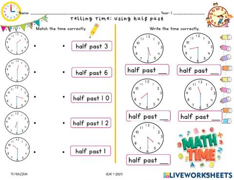 Telling Time: Using half past