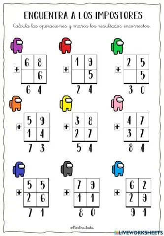 Encuentra al impostor - sumas.