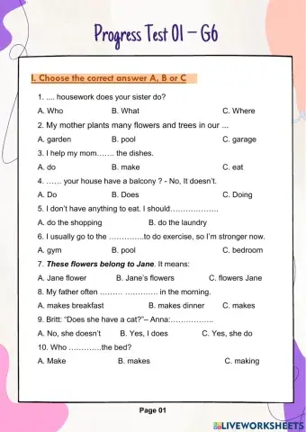 PROGRESS TEST 01 (2nd time) - K6