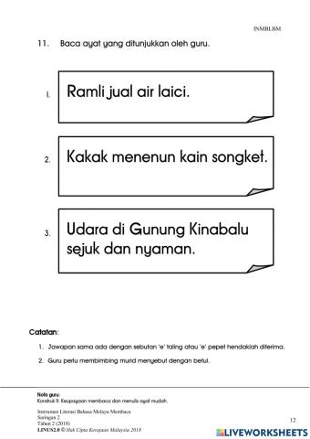 Instrumen Saringan Literasi Bahasa Melayu Membaca