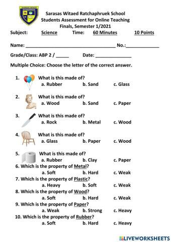 Students Assessment for Online Teaching