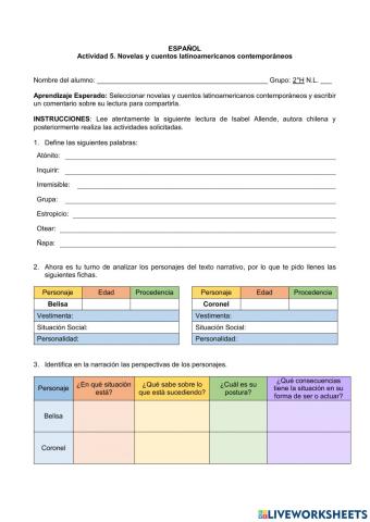 Act. 5 Novela y Cuento Latinoamericano