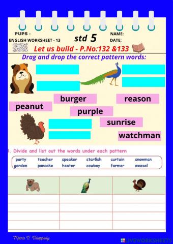 English Let us build -  pattern words