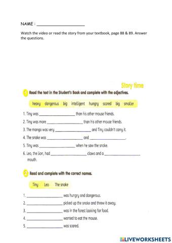 Year 4 Story Time- Tiny and Leo 1