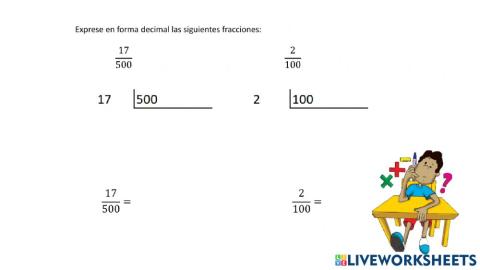 Conversión de fracciones a decimales
