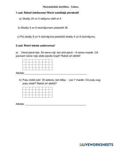 Matemātiskās darbības.