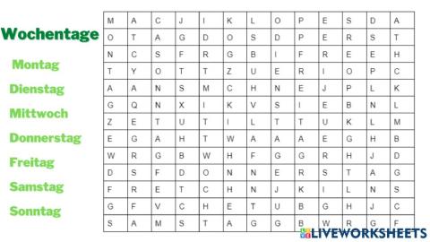 Die Wochentage