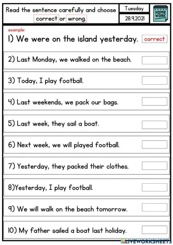 Year 3- On Holiday (past tense)