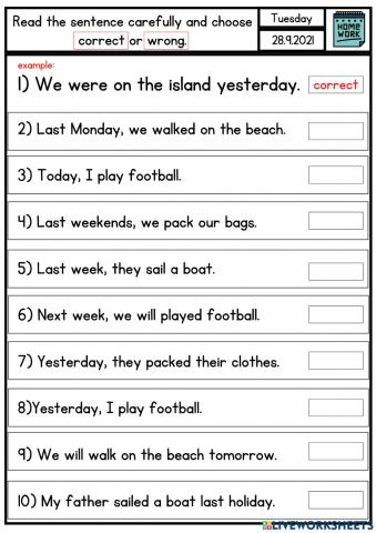 Year 3- On Holiday (past tense)