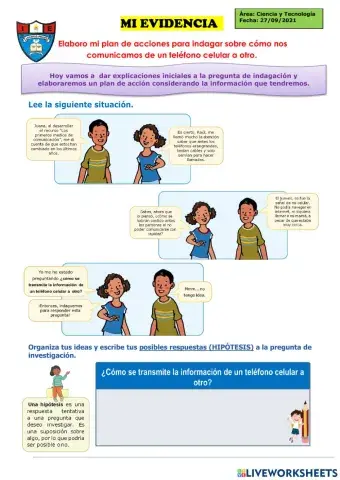 Elaboro mi plan de acciones para indagar sobre cómo nos comunicamos de un teléfono celular a otro.