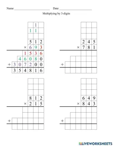 Multiplying by 3 Digit