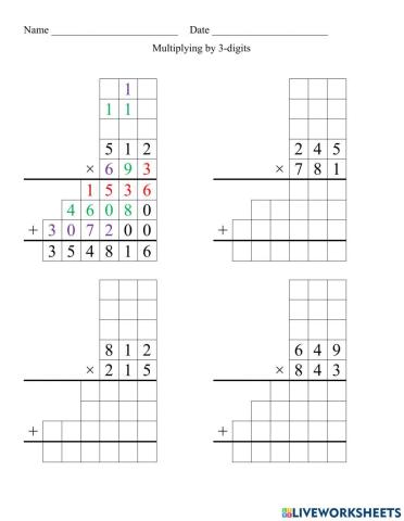 Multiplying by 3 Digit