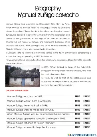 Reading comprehension - biography