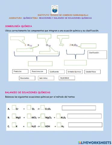Reacciones y Balanceo de Ecuaciones