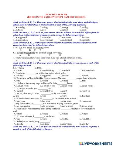 Ôn thi vào 10 đề số 5