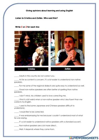 Giving opinions about Language