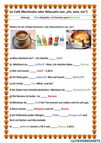 Nominativ und Akkusativ von -ein-