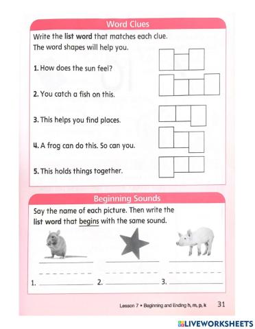 Beginning and Ending h,m,p,k
